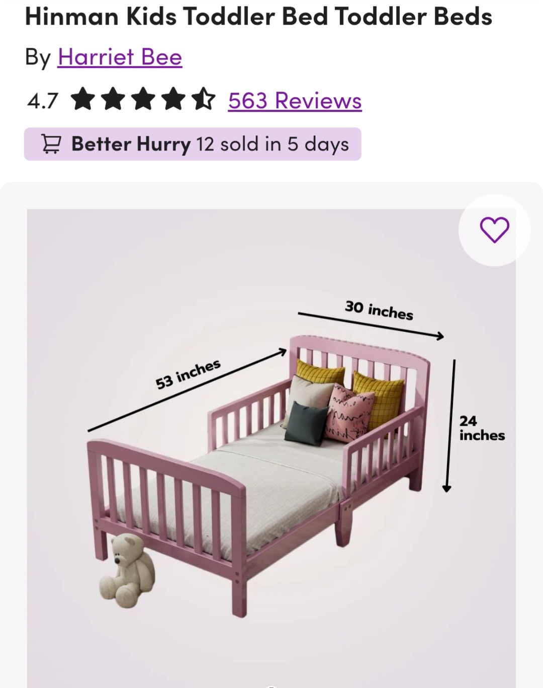 Harriet Bee Kids pink toddler bed